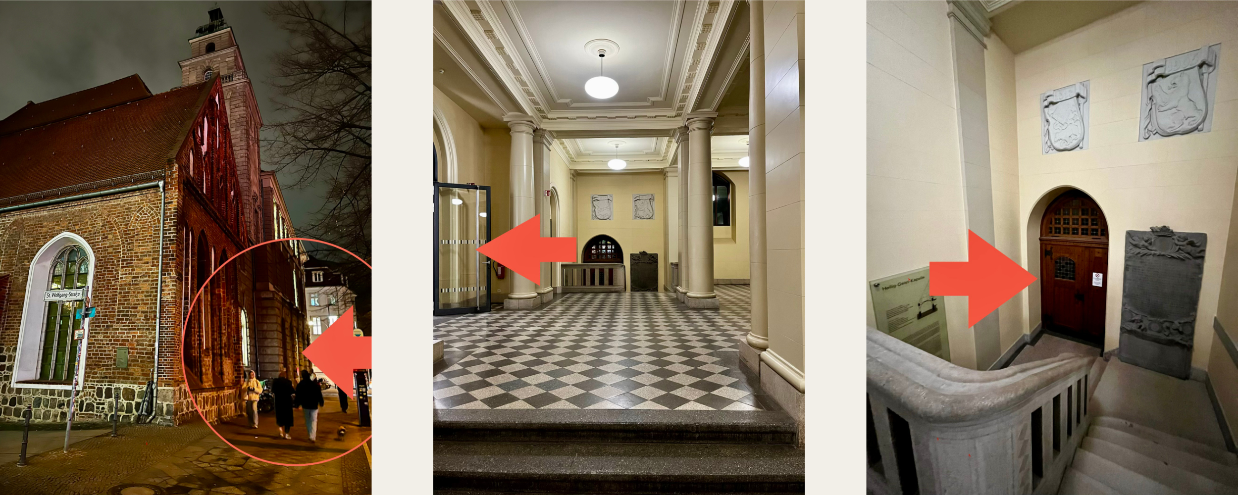 It’s easy to reach the venue. Enter the building through the Wissenschaftliche Fakultät building via Spandauer Str., then head left and downstairs in to the chapel.